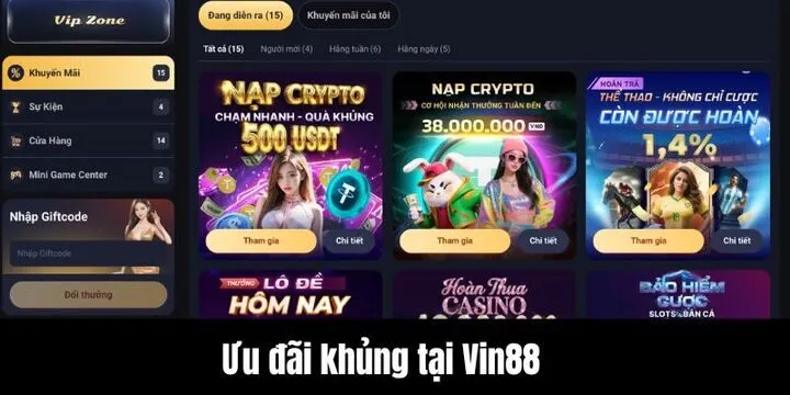Ưu đãi Vin88 cực khủng cùng dịch vụ hỗ trợ tận tâm