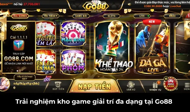 Trải nghiệm kho game giải trí đa dạng tại Go88